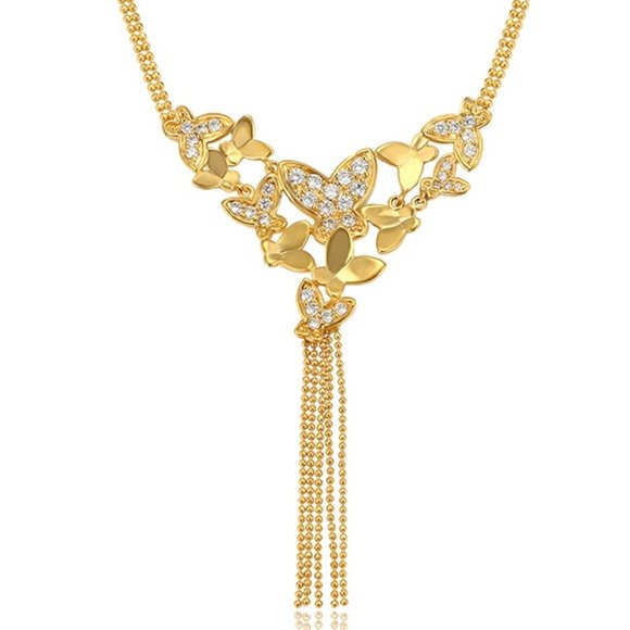 Jewelry - Elegant Butterfly Tassel 18KGP Necklace